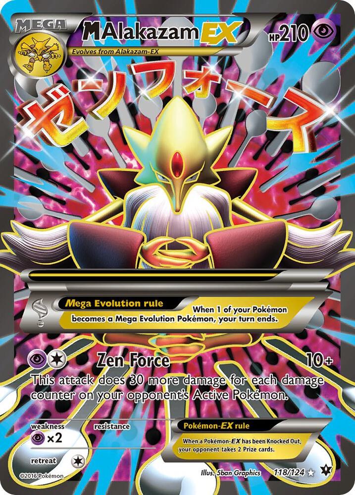 Pokémon M Alakazam EX #118/124 XY - Fates Collide Full Art Holofoil Near Mint Trading Card
