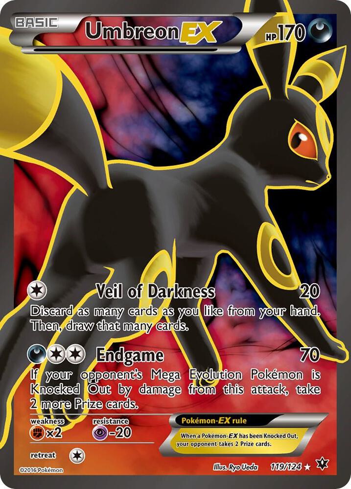 Pokémon Umbreon EX #119/124 XY - Fates Collide Full Art Holofoil Lightly Played Trading Card