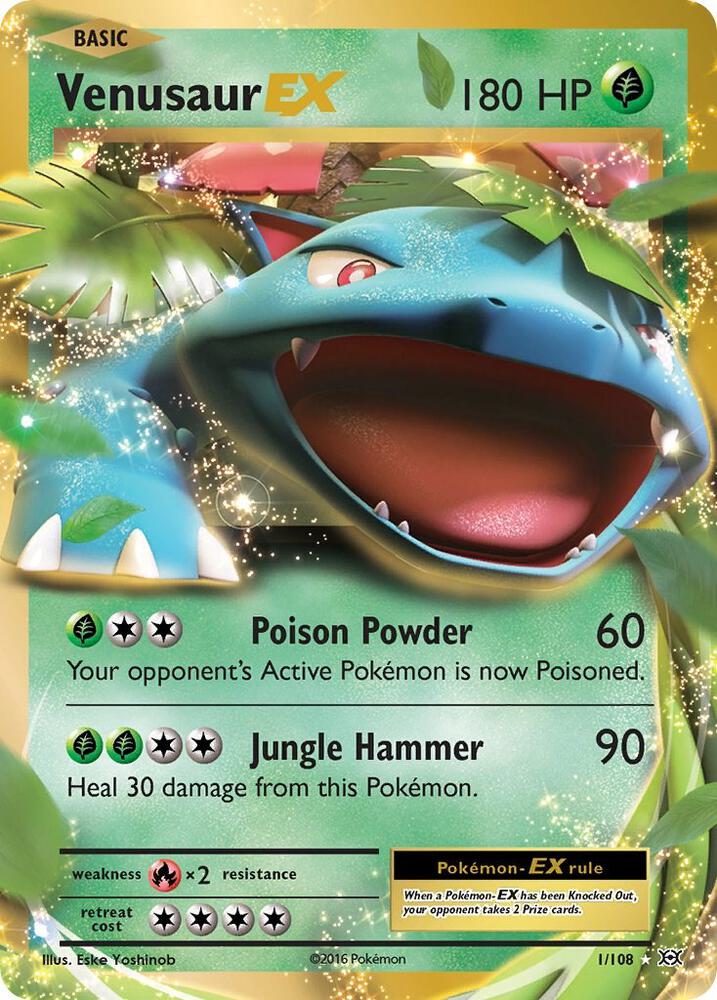 Pokémon Venusaur EX #1/108 XY - Evolutions Ultra Rare Holofoil Near Mint English Trading Card — catalog front, TCGplayer SKU 3242873