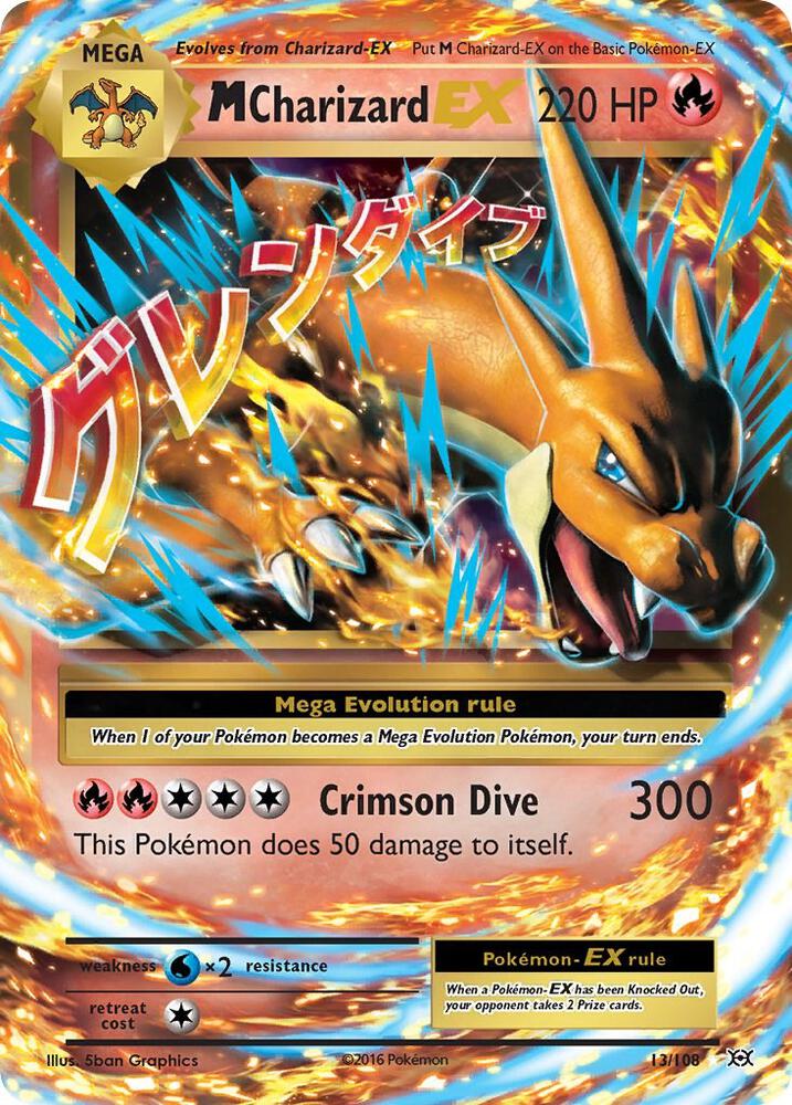 Pokémon M Charizard EX #13/108 XY - Evolutions Ultra Rare Holofoil Near Mint Trading Card