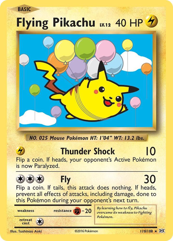 Pokémon Flying Pikachu #110/108 XY - Evolutions Secret Rare Non-Foil Near Mint English Trading Card — catalog front, TCGplayer SKU 3248135