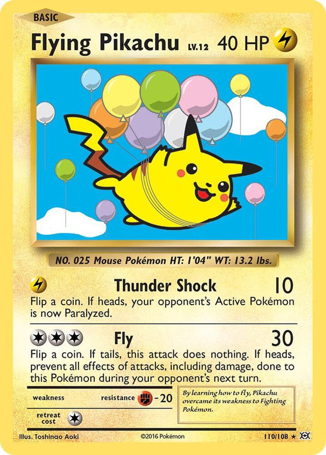 Pokémon Flying Pikachu #110/108 XY - Evolutions Secret Rare Non-Foil Near Mint English Trading Card — catalog front, TCGplayer SKU 3248135