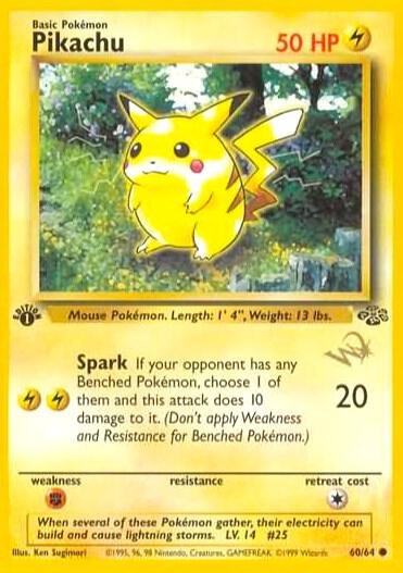 Pokémon Pikachu [W Stamped] #60/64 WoTC Promo Non-Foil Moderately Played English Trading Card — catalog front, TCGplayer SKU 3257339