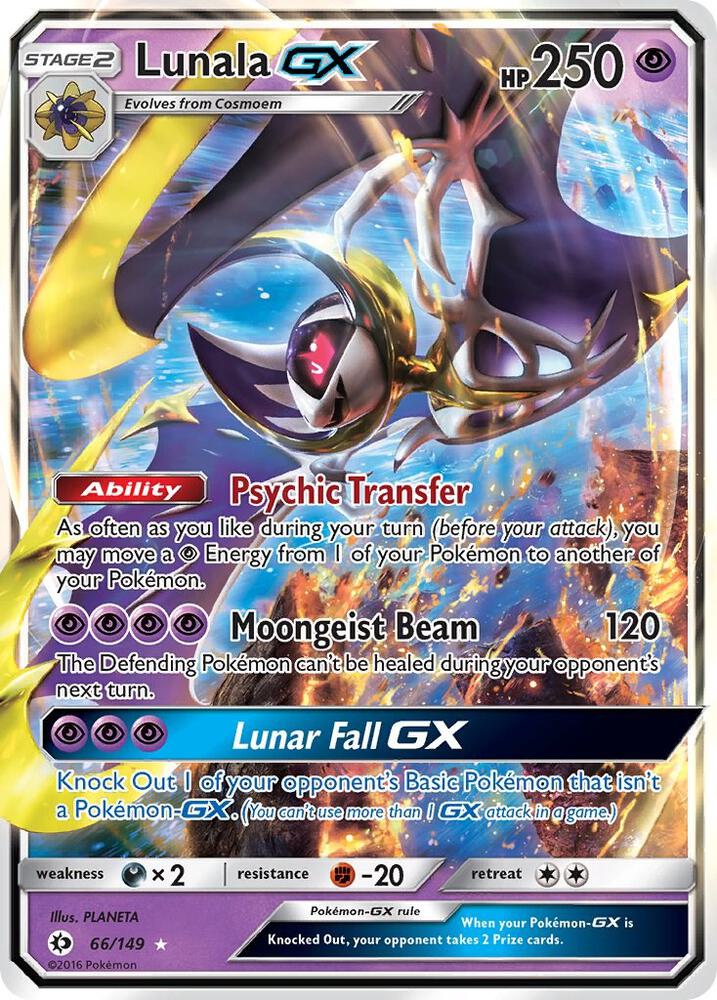 Pokémon Lunala GX #66/149 SM Base Set Ultra Rare Holofoil Near Mint English Trading Card — catalog front, TCGplayer SKU 3262044
