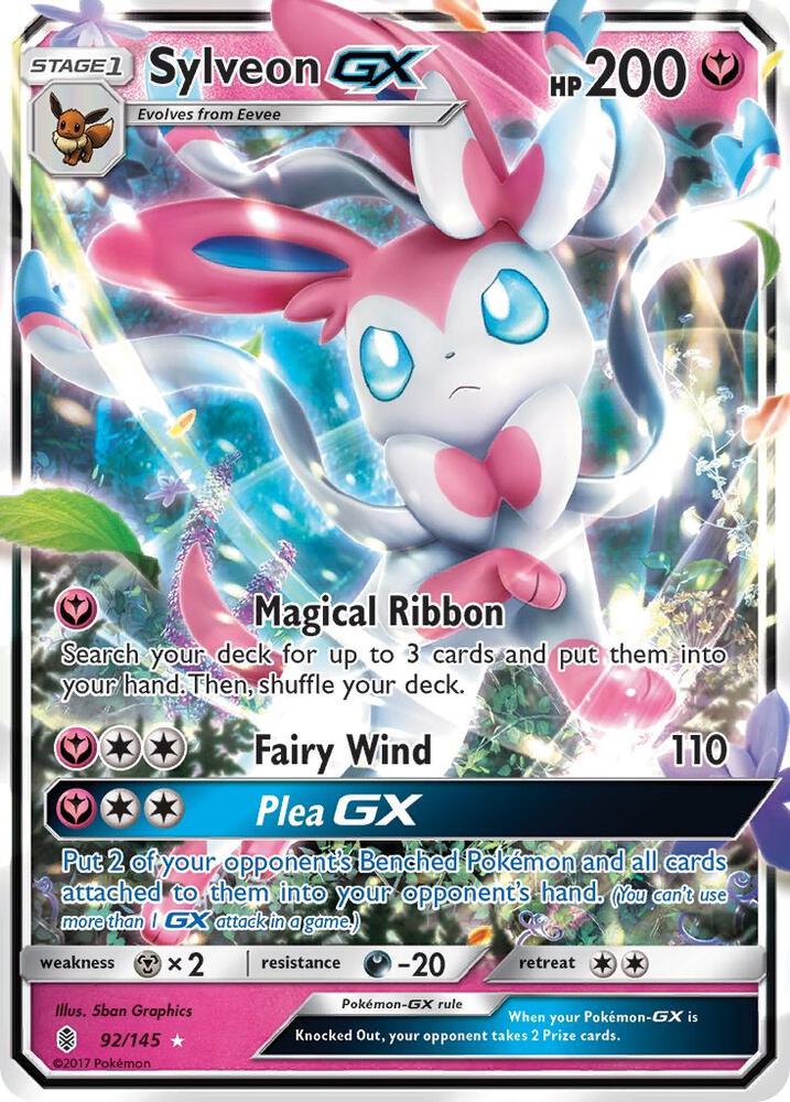 Pokémon Sylveon GX #92/145 SM - Guardians Rising Ultra Rare Holofoil Near Mint Trading Card