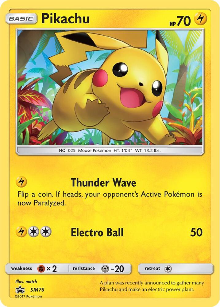 Pokémon Pikachu #SM76 SM Promos Promo Holofoil Near Mint English Trading Card — catalog front, TCGplayer SKU 3513112