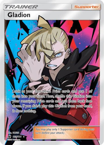 Pokémon Gladion #109/111 SM - Crimson Invasion Full Art Holofoil Lightly Played English Trading Card — catalog front, TCGplayer SKU 3528263
