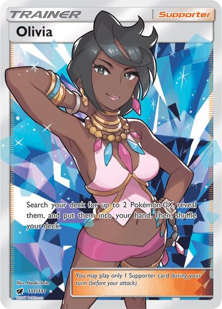 Pokémon Olivia #111/111 SM - Crimson Invasion Full Art Holofoil Near Mint English Trading Card — catalog front, TCGplayer SKU 3528272
