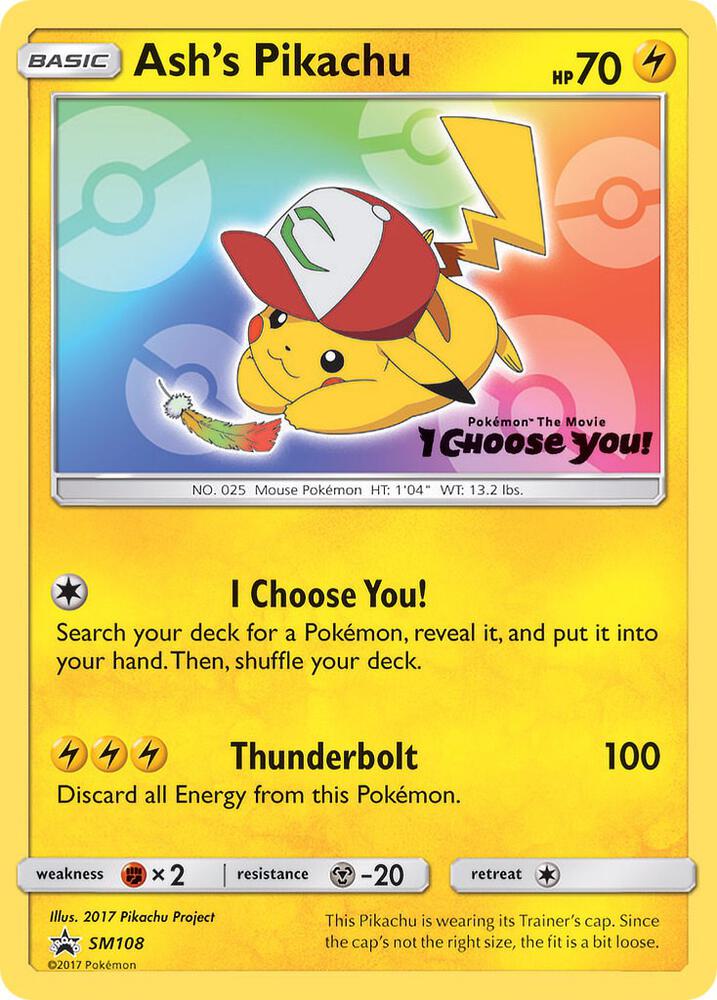 Pokémon Ash's Pikachu #SM108 SM Promos Promo Non-Foil Near Mint Trading Card