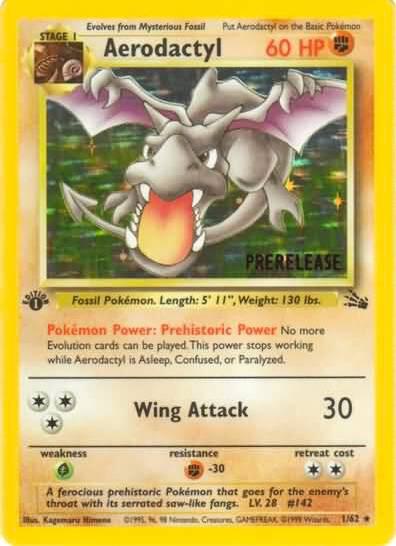 Pokémon Aerodactyl #01/62 WoTC Promo Prerelease Holofoil Near Mint 1st Edition English Trading Card — catalog front, TCGplayer SKU 3559647