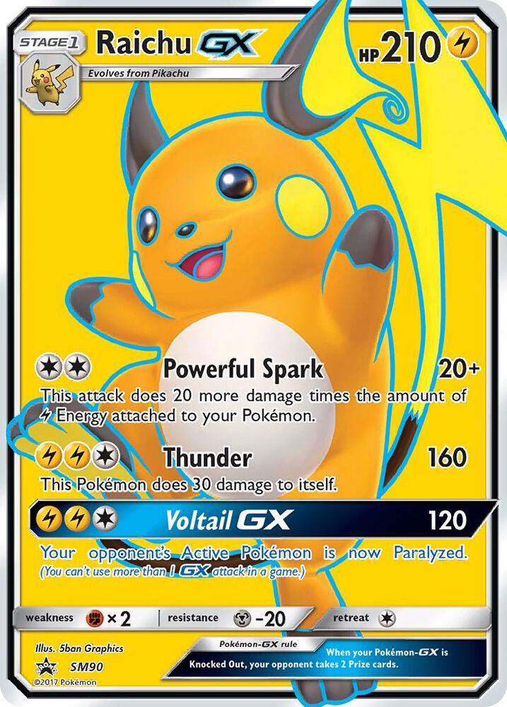 Pokémon Raichu GX #SM90 SM Promos Promo Holofoil Near Mint English Trading Card — catalog front, TCGplayer SKU 3567920
