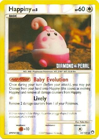 Pokémon Happiny - 52/123 [Diamond & Pearl] #052/123 Burger King Promos Promo Reverse Holofoil Near Mint English Trading Card — catalog front, TCGplayer SKU 3568066