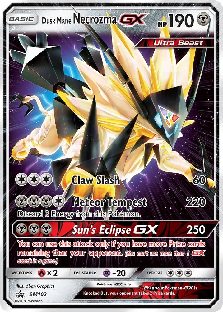 Pokémon Dusk Mane Necrozma GX #SM102 SM Promos Promo Holofoil Near Mint English Trading Card — catalog front, TCGplayer SKU 3616041