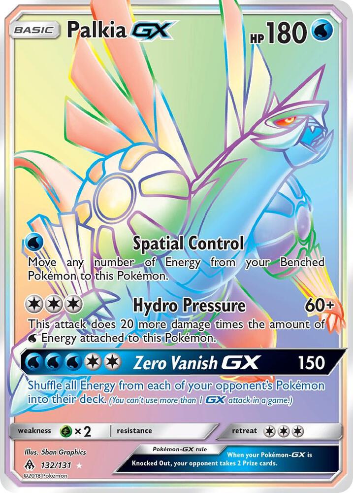 Pokémon Palkia GX #132/131 SM - Forbidden Light Secret Holofoil Lightly Played English Trading Card — catalog front, TCGplayer SKU 3642544