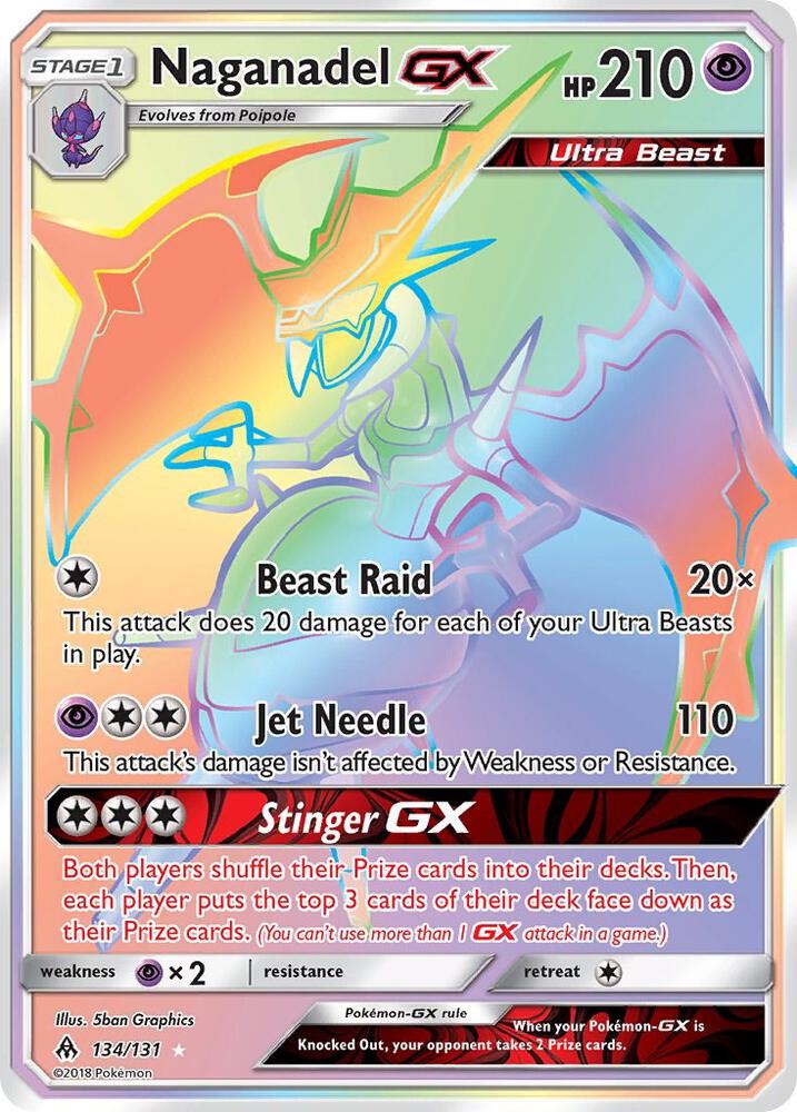 Pokémon Naganadel GX #134/131 SM - Forbidden Light Secret Holofoil Near Mint English Trading Card — catalog front, TCGplayer SKU 3642898