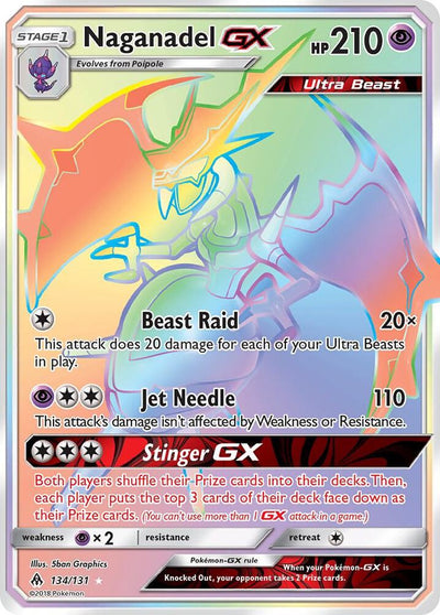 Pokémon Naganadel GX #134/131 SM - Forbidden Light Secret Holofoil Near Mint English Trading Card — catalog front, TCGplayer SKU 3642898