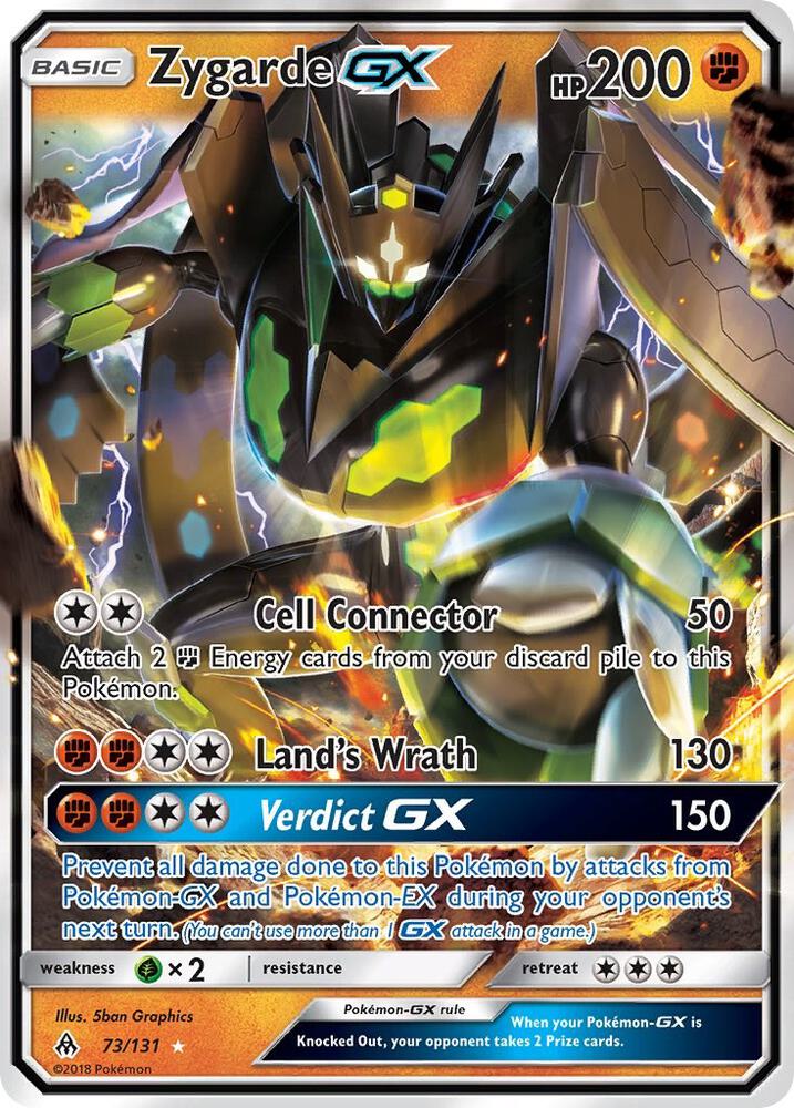 Pokémon Zygarde GX #73/131 SM - Forbidden Light Ultra Rare Holofoil Near Mint English Trading Card — catalog front, TCGplayer SKU 3643073
