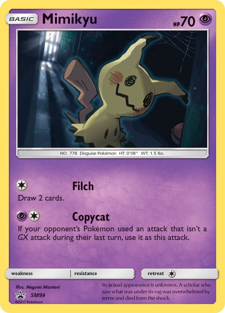 Pokémon Mimikyu #SM99 SM Promos Promo Holofoil Lightly Played English Trading Card — catalog front, TCGplayer SKU 3742792