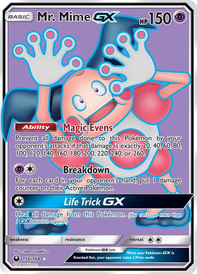 Pokémon Mr. Mime GX #156/168 SM - Celestial Storm Full Art Holofoil Near Mint English Trading Card — catalog front, TCGplayer SKU 3806805