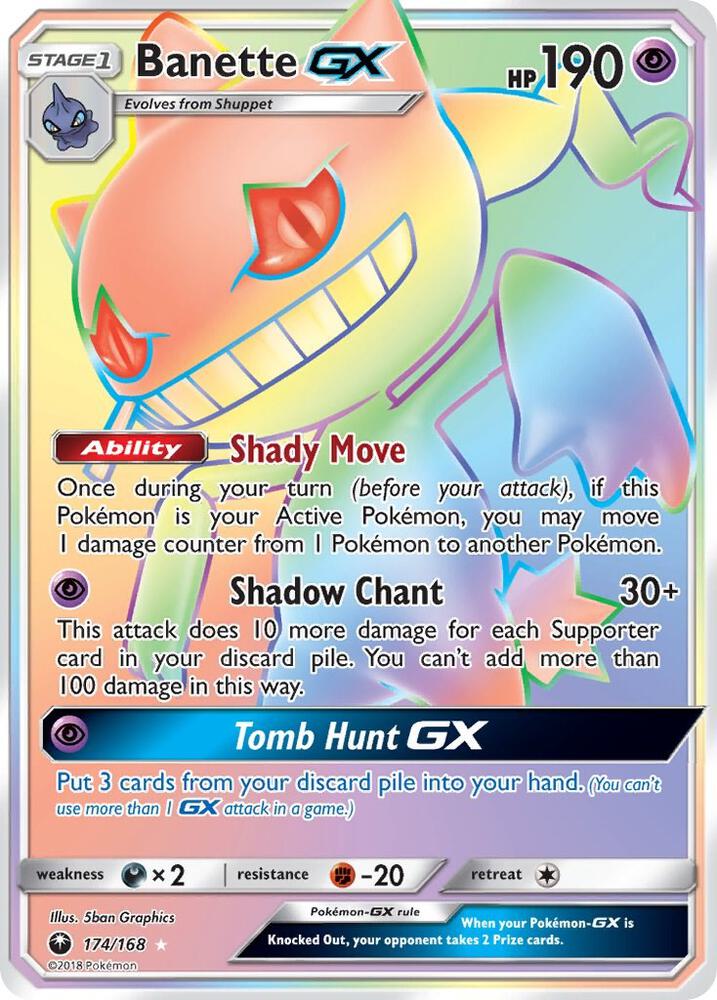 Pokémon Banette GX #174/168 SM - Celestial Storm Secret Holofoil Heavily Played Trading Card