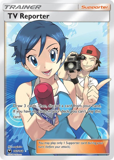 Pokémon TV Reporter #167/168 SM - Celestial Storm Full Art Holofoil Near Mint Trading Card