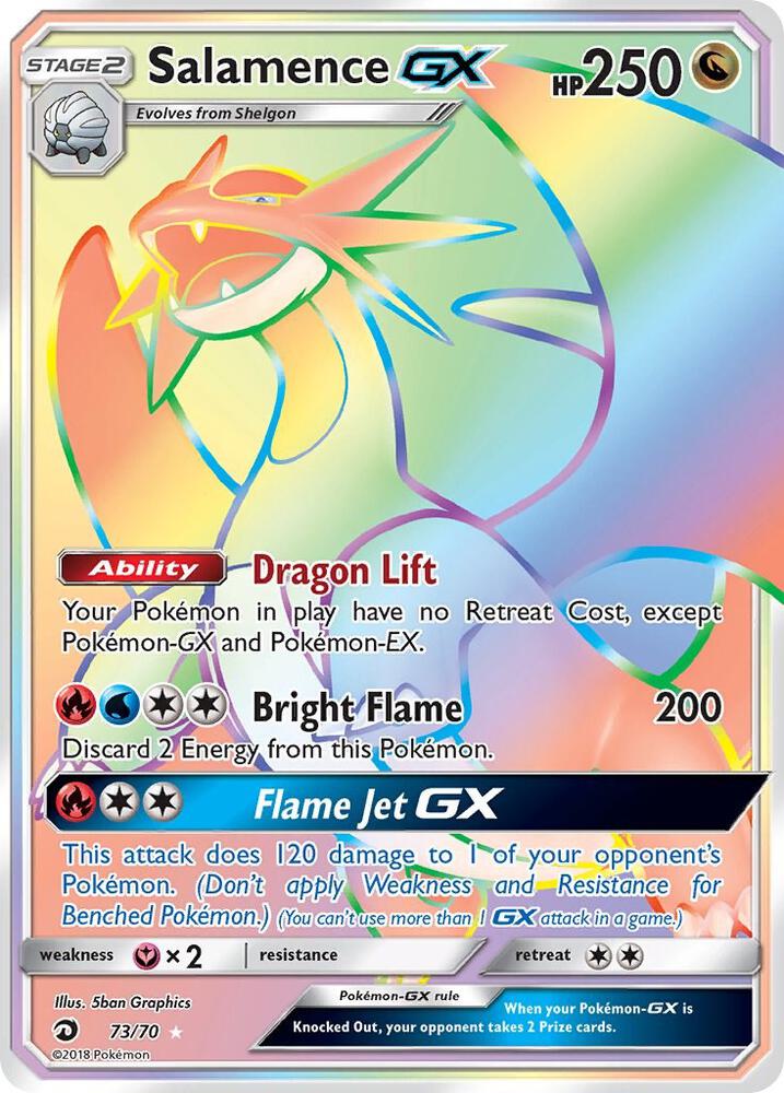 Pokémon Salamence GX #73/70 Dragon Majesty Secret Holofoil Near Mint Trading Card