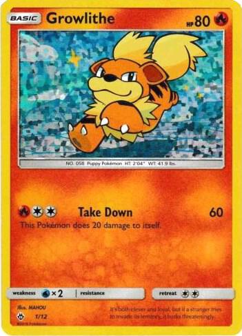 Pokémon Growlithe #001/012 McDonald's Promos 2018 Promo Holofoil Near Mint English Trading Card — catalog front, TCGplayer SKU 3912943