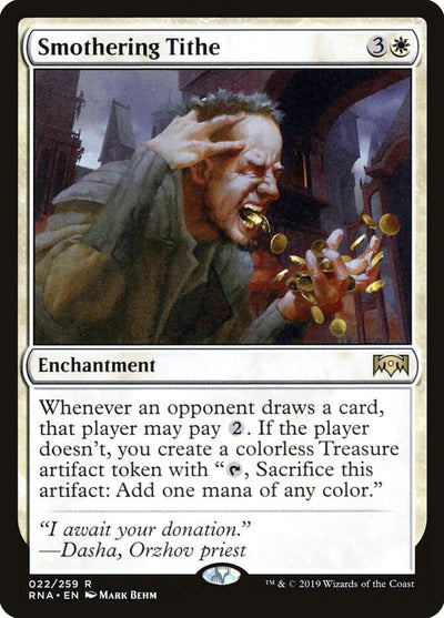 Magic Smothering Tithe #22 Ravnica Allegiance Rare Non-Foil Near Mint English Trading Card — catalog front, TCGplayer SKU 3936730