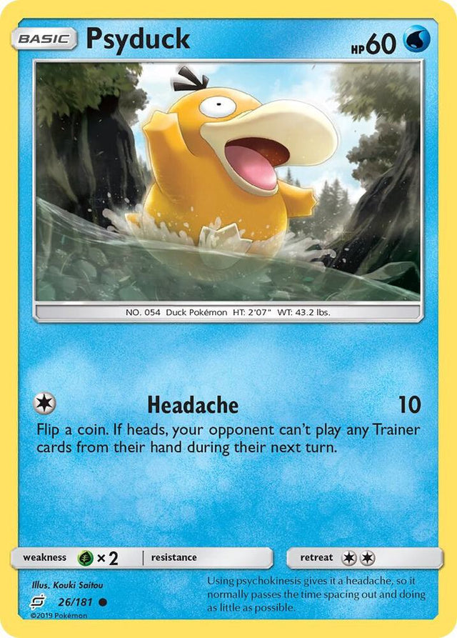 Pokémon Psyduck #26/181 SM - Team Up Common Reverse Holofoil Near Mint English Trading Card — catalog front, TCGplayer SKU 3962594