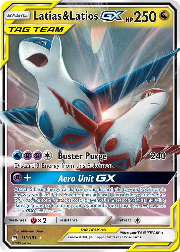 Pokémon Latias & Latios GX #113/181 SM - Team Up Ultra Rare Holofoil Lightly Played Trading Card
