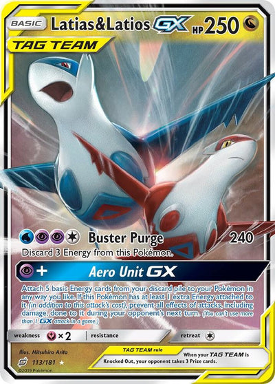Pokémon Latias & Latios GX #113/181 SM - Team Up Ultra Rare Holofoil Lightly Played Trading Card