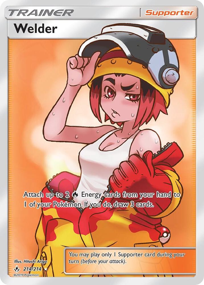 Pokémon Welder #214/214 SM - Unbroken Bonds Full Art Holofoil Lightly Played Trading Card