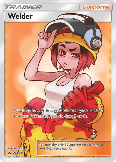Pokémon Welder #214/214 SM - Unbroken Bonds Full Art Holofoil Lightly Played Trading Card