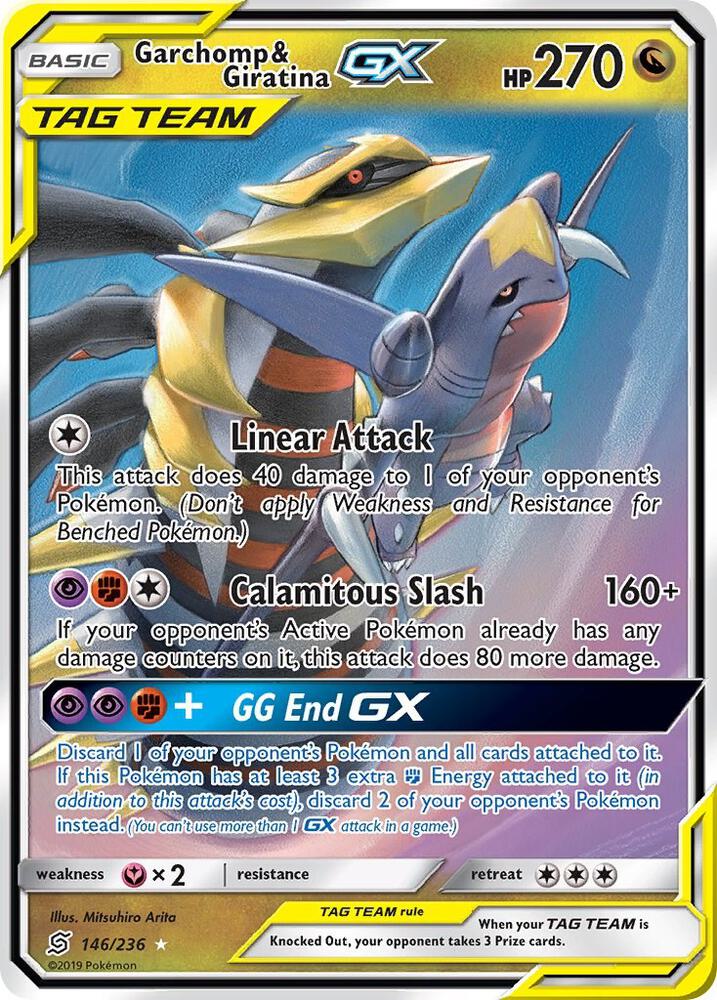 Pokémon Garchomp & Giratina GX #146/236 SM - Unified Minds Ultra Rare Holofoil Near Mint Trading Card