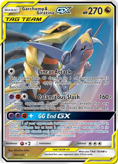 Pokémon Garchomp & Giratina GX #146/236 SM - Unified Minds Ultra Rare Holofoil Near Mint Trading Card