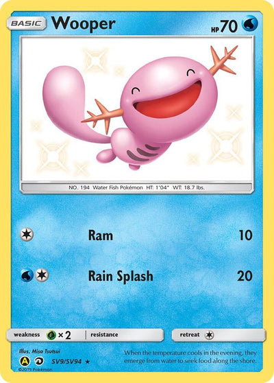 Pokémon Wooper #SV9/SV94 Hidden Fates: Shiny Vault Shiny Holo Rare Holofoil Near Mint Trading Card