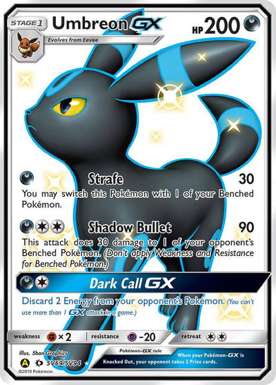 Pokémon Umbreon GX #SV69/SV94 Hidden Fates: Shiny Vault Shiny Holo Rare Holofoil Near Mint Trading Card