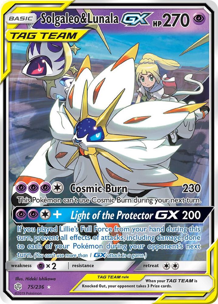 Pokémon Solgaleo & Lunala GX #75/236 SM - Cosmic Eclipse Ultra Rare Holofoil Near Mint Trading Card