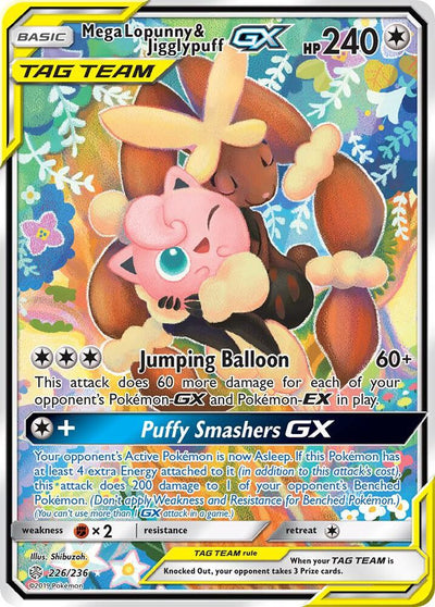 Pokémon Mega Lopunny & Jigglypuff GX #226/236 SM - Cosmic Eclipse Alternate Full Art Holofoil Moderately Played Trading Card