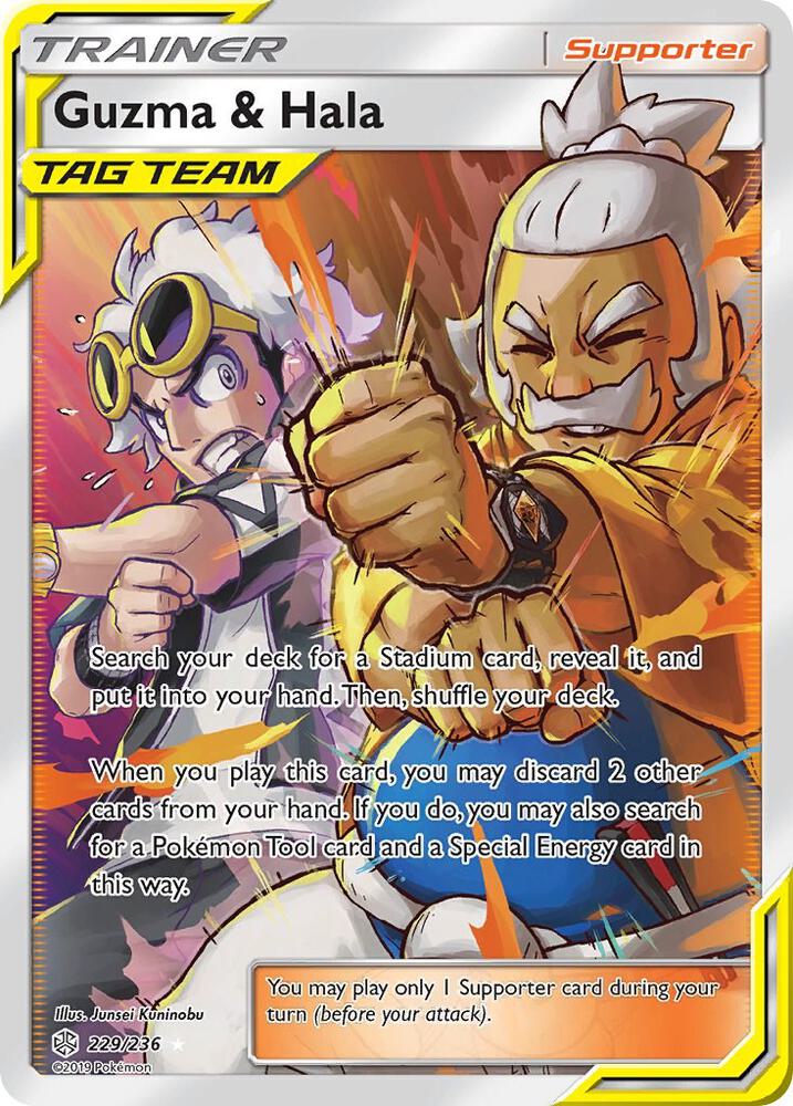 Pokémon Guzma & Hala #229/236 SM - Cosmic Eclipse Full Art Holofoil Near Mint Trading Card