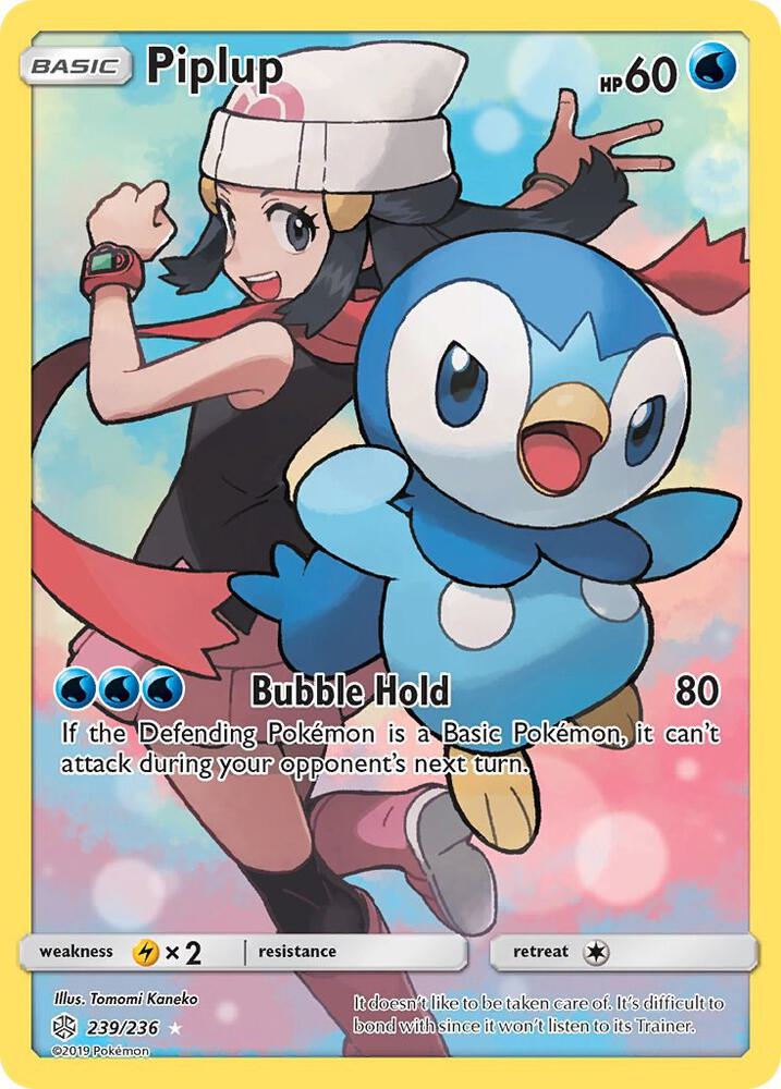 Pokémon Piplup #239/236 SM - Cosmic Eclipse Secret Holofoil Near Mint Trading Card