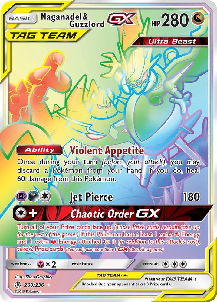 Pokémon Naganadel & Guzzlord GX #260/236 SM - Cosmic Eclipse Secret Holofoil Near Mint Trading Card