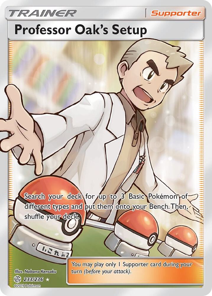 Pokémon Professor Oak's Setup #233/236 SM - Cosmic Eclipse Full Art Holofoil Near Mint Trading Card