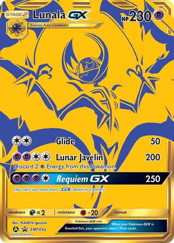 Pokémon Lunala GX #SM103a SM Promos Promo Holofoil Near Mint English Trading Card — catalog front, TCGplayer SKU 4265555