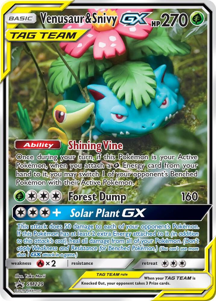 Pokémon Venusaur & Snivy GX #SM229 SM Promos Promo Holofoil Near Mint Trading Card