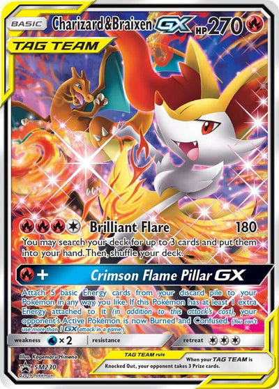 Pokémon Charizard & Braixen GX #SM230 SM Promos Promo Holofoil Moderately Played Trading Card
