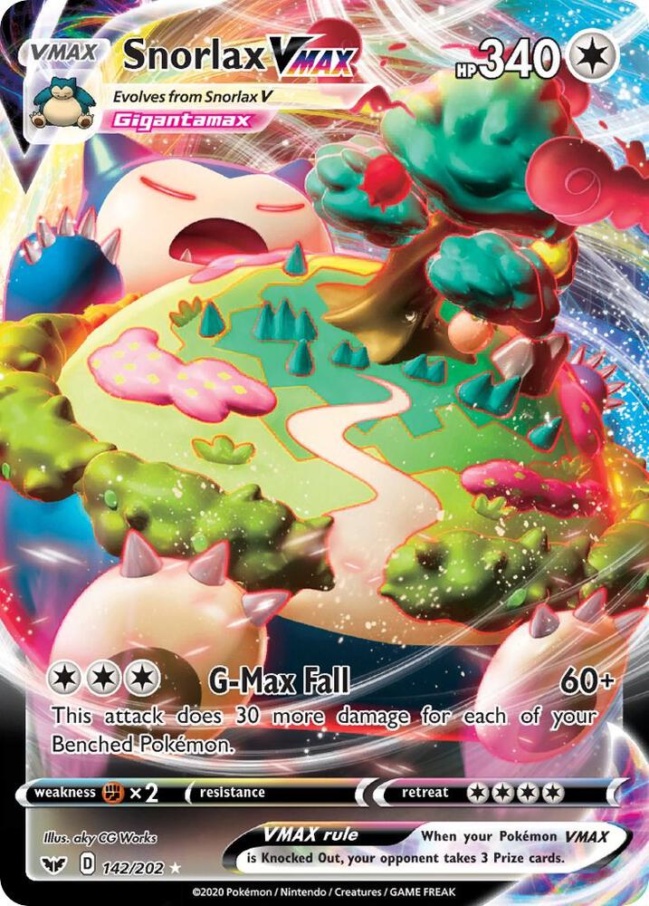Pokémon Snorlax VMAX #142/202 SWSH01: Sword & Shield Base Set Ultra Rare Holofoil Near Mint English Trading Card — catalog front, TCGplayer SKU 4283886