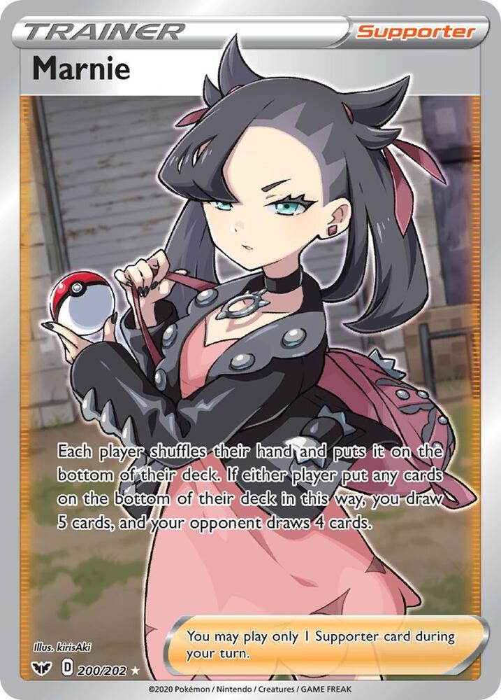 Pokémon Marnie #200/202 SWSH01: Sword & Shield Base Set Full Art Holofoil Near Mint English Trading Card — catalog front, TCGplayer SKU 4337656
