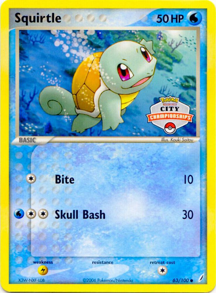 Pokémon Squirtle - 63/100 #063/100 League & Championship Cards City Championships Non-Foil Heavily Played English Trading Card — catalog front, TCGplayer SKU 4342695