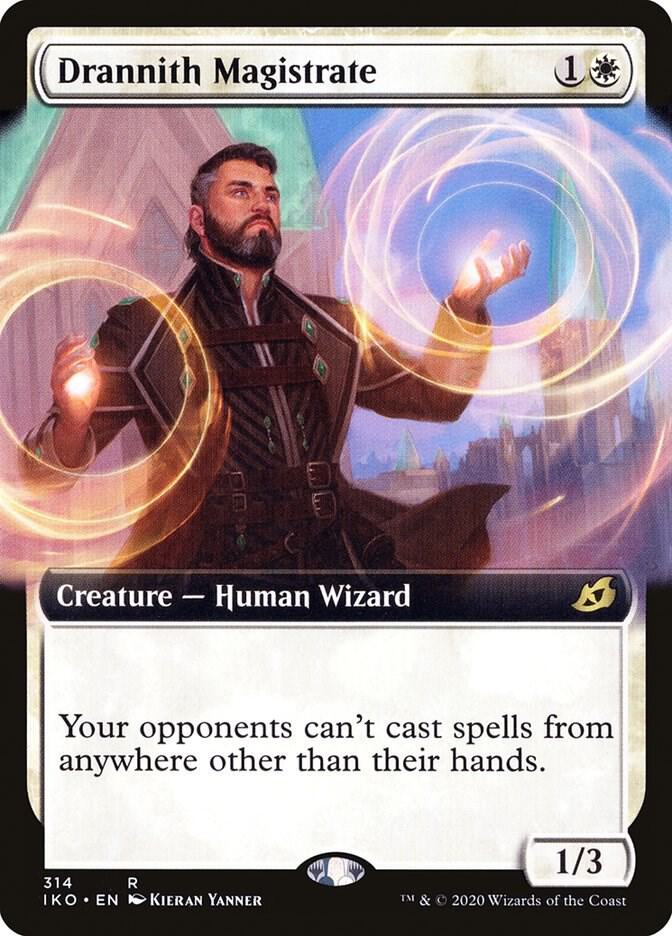 Magic Drannith Magistrate #314 Ikoria: Lair of Behemoths Extended Art Non-Foil Near Mint English Trading Card — catalog front, TCGplayer SKU 4374263